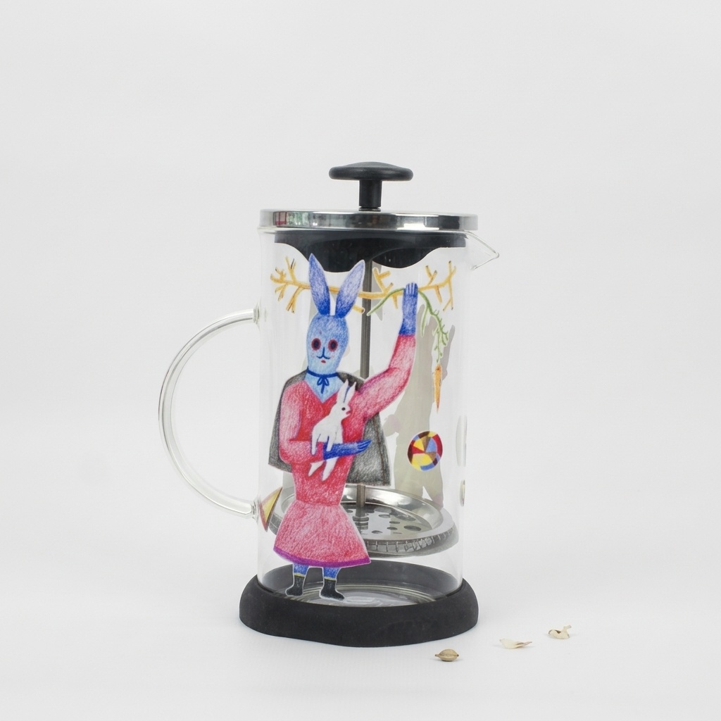 CAFETERA DE VIDRIO CON ÉMBOLO DE ACERO - Rosita