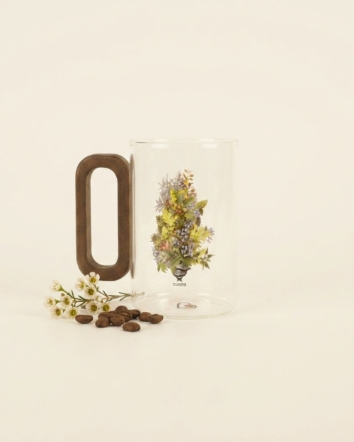 TAZA DE VIDRIO + MANGO DE MADERA 300 ml - Julia I